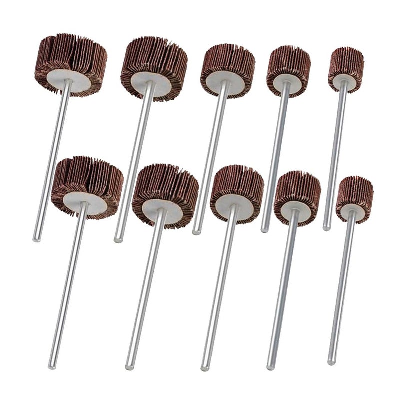 JUNLIXN 10 Pcs 90mm Extra Long Flap Wheels Sander, Extended 1/4'' Shank Abrasive Flap Wheel for Drill, Grinder, Rotary Tools (20/25/30/40/50mm) - Image 1